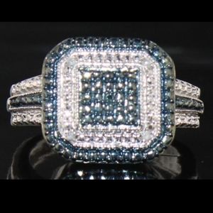 Genuine Blue Diamond Dinner Ring
